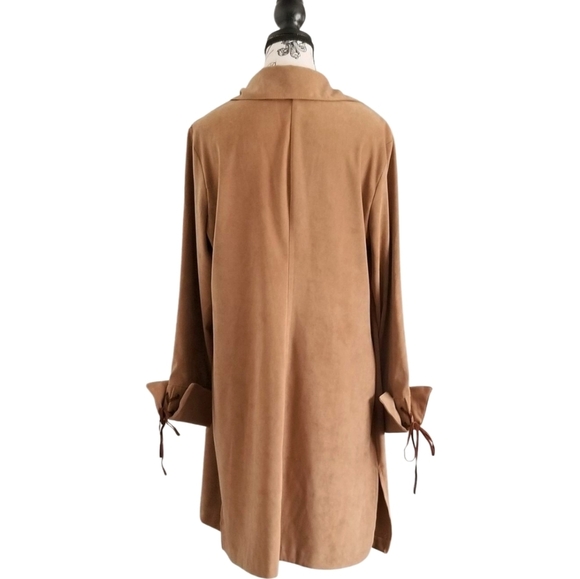 90s tan boho chic cardigan with leather lace details - Picture 4 of 4